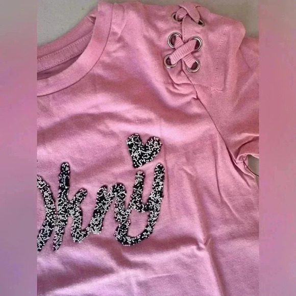 DKNY Girls' Fashion Long Sleeve T-Shirt Love Pink Heather Size 6x and 5T - Picture 6 of 9